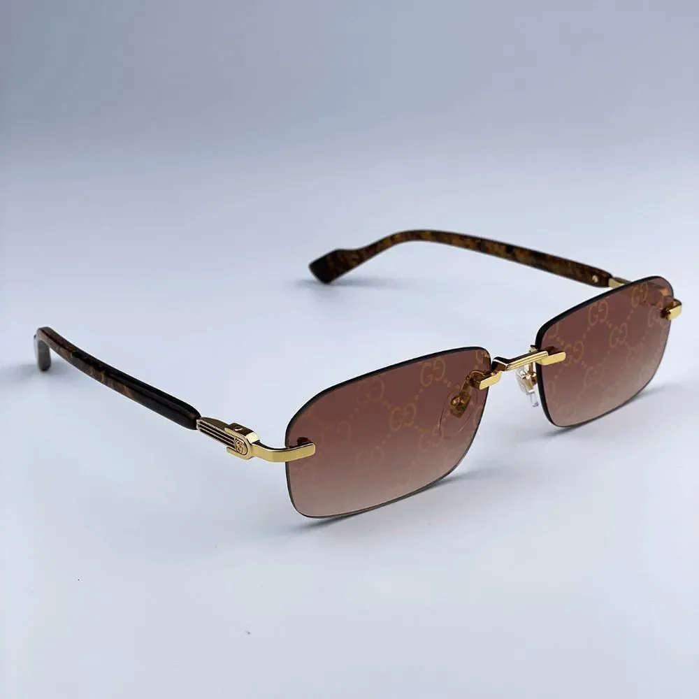 NEW Gucci GG1221S 004 Gold Yellow Red Mirrored Square Unisex Sunglasses